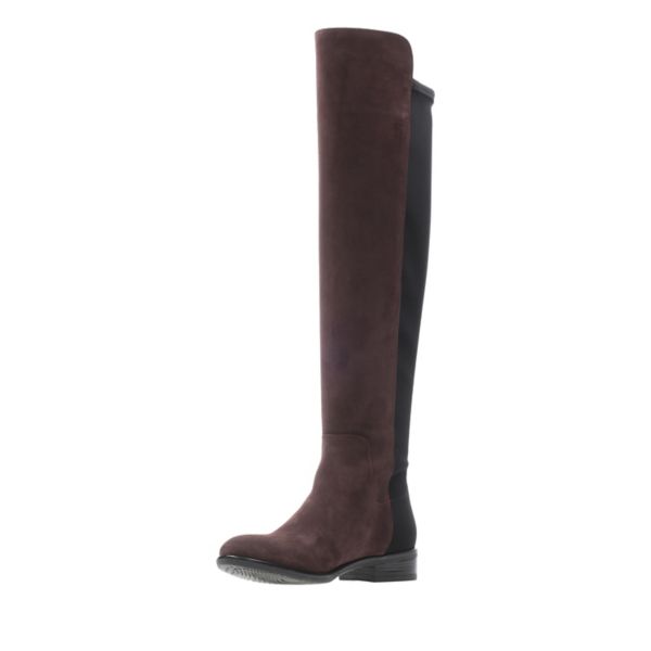 Clarks Womens Caddy Belle Knee High Boots Purple | UK-9068435